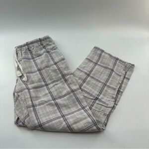 Stars Above White, Light Grey & Purple Flannel Pajama Pants – Size M